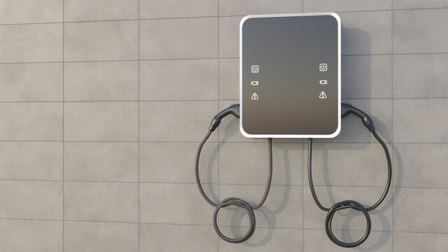 Ladestation f&uuml;r Elektroautos mit Freiraum f&uuml;r eigenen Text, Wallbox