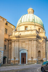 View at the Church of Saint Pellegrino and Santa Teresa in the streets of Ancona in Italy