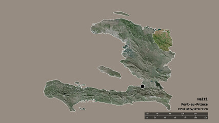 Location of Nord-Est, department of Haiti,. Satellite