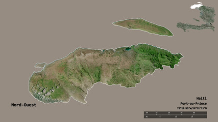 Nord-Ouest, department of Haiti, zoomed. Satellite