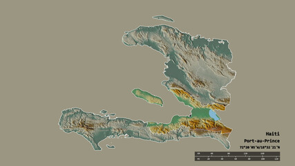 Location of Ouest, department of Haiti,. Relief