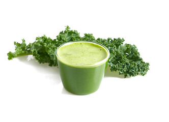 kale juice isolated on white background