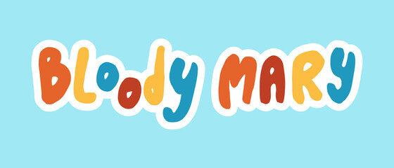 Names of alcoholic drinks. Handwritten lettering text isolated on blue backgroud. Template for bar menu, poster or banner. Simple typographic design