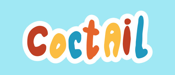 Names of alcoholic drinks. Handwritten lettering text isolated on blue backgroud. Template for bar menu, poster or banner. Simple typographic design