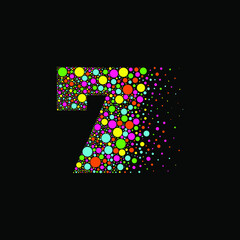 Number 7 in Dispersion Effect, Scattering Circles/Bubbles,Colorful vector	