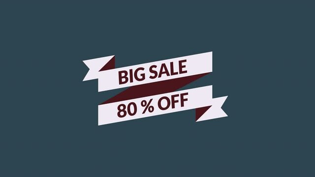 big sale 80% off motion graphic video with alpha channel transparent background. sale promotion, advertising, marketing, website. Royalty-free Stock 4K Footage.