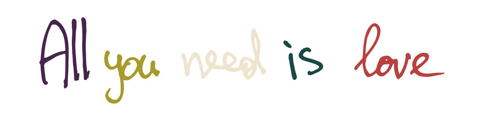 Handlettering quotation about love. Handwritten text isolated on white background. Vector illustration. Template for greeting card, poster, banner. St. Valentine's day