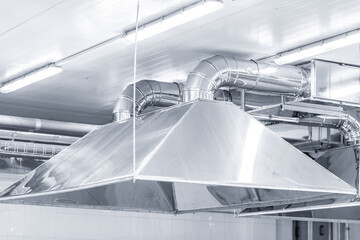 Ventilation system extraction hood supply air return for food factory industry