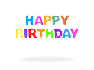 Bunter Stempel Text: Happy Birthday - Herzlichen Glückwunsch