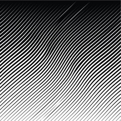 Abstract warped Diagonal Striped Background . Vector curved twisted slanting, waved lines texture