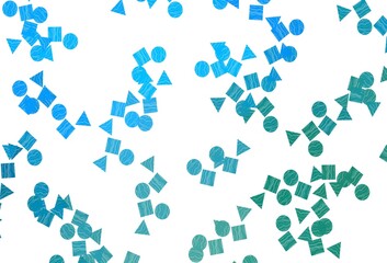 Light Blue, Green vector template with crystals, circles, squares.