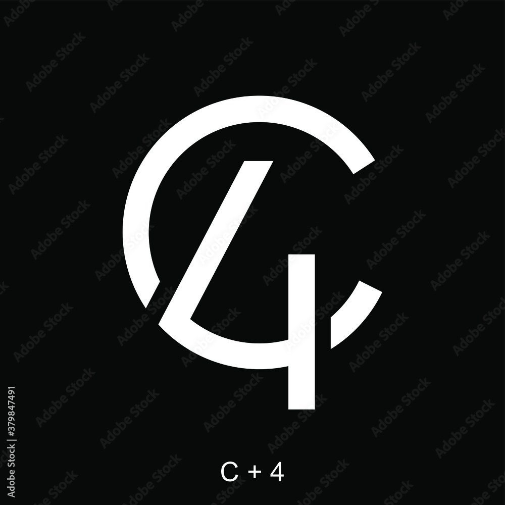 Sticker Letter C and number 4 for logo design concept. Very suitable in various business purposes, also for icon, symbol and many more.