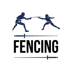 fencing vector logo, premium silhouette vector Premium Vector
