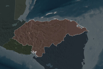Honduras borders. Neighbourhood desaturated. Administrative