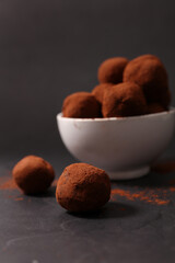 chocolate truffle with cocoa