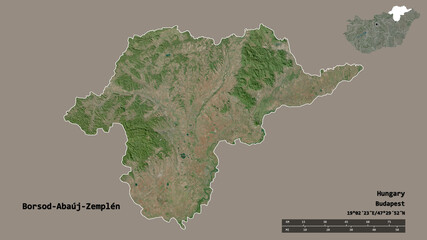 Borsod-Abauj-Zemplen, county of Hungary, zoomed. Satellite