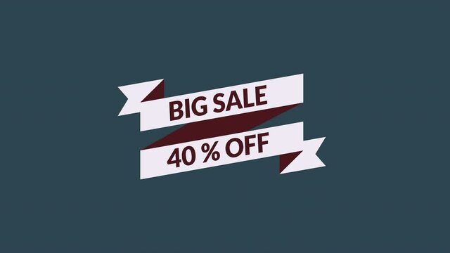 big sale 40% off motion graphic video with alpha channel transparent background. sale promotion, advertising, marketing, website. Royalty-free Stock 4K Footage.
