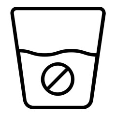 
Medicine inside a glass of water denoting vitamin intake in flat icon
