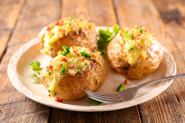 Fototapeta premium baked potato with cream and vegetable