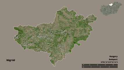 Nograd, county of Hungary, zoomed. Satellite