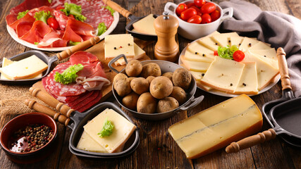 raclette cheese with ham and potato ingredient