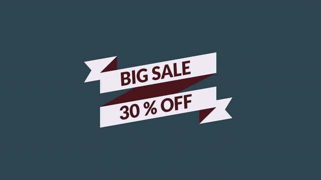 big sale 30% off motion graphic video with alpha channel transparent background. sale promotion, advertising, marketing, website. Royalty-free Stock 4K Footage.