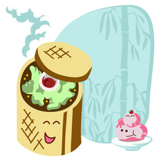 Dim sum food drawings vector stock illustration 