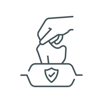 hand taking wipe from container clip art preview