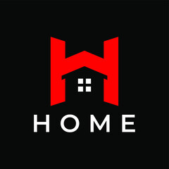 Letter H with home for logo design concept. Very suitable in various business purposes, also for icon, symbol and many more.