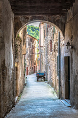 Fototapeta premium Narrow medieval street in the town of Skradin, Croatia