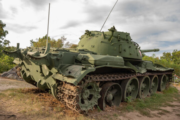 Old russian tank at the Military memorial park in Pakozd, Hungary