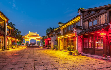 Fototapeta premium view of dangkou ancient town, wuxi, jiangsu, China
