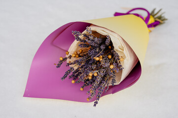 Bouquet of lavender in package