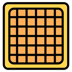 
A batter dough patterned cookie known as waffle, flat icon art
