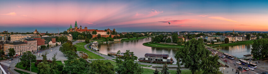 Wawel and the Vistula bend at dusk
