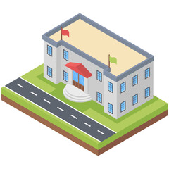 
Isometric icon of hotel building 
