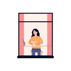 Illustration of a girl doing origami.