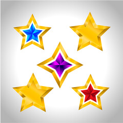 Set of simple gold colorful stars, EPS 10 New year Christmas