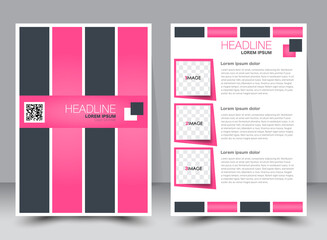 Abstract flyer design background. Brochure template. Can be used for magazine cover, business mockup, education, presentation, report. a4 size with editable elements. Pink color.