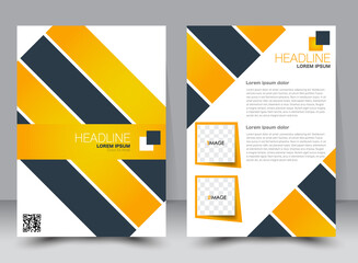 Abstract flyer design background. Brochure template. Can be used for magazine cover, business mockup, education, presentation, report. a4 size with editable elements. Orange color.