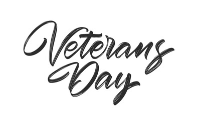 Obraz premium Vector illustration: Handwritten calligraphic brush type lettering of Veterans Day isolated on white background
