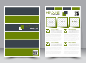 Abstract flyer design background. Brochure template. Can be used for magazine cover, business mockup, education, presentation, report. a4 size with editable elements. Green color.