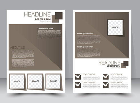 Abstract flyer design background. Brochure template. Can be used for magazine cover, business mockup, education, presentation, report. a4 size with editable elements. Brown color.