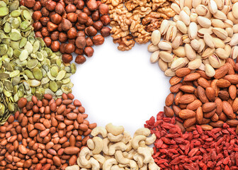 Various tasty mixed nuts frame