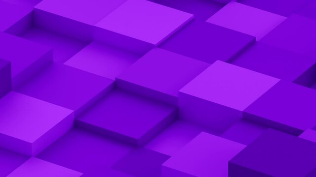 Abstract 3d render, purple geometric background with cubes, modern animation, motion design, 4k seamless looped video