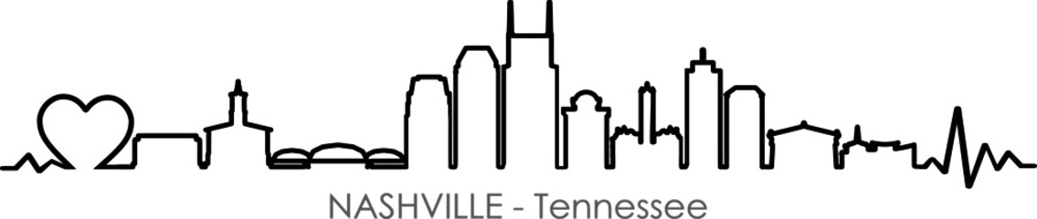 NASHVILLE LOVE City Tennessee Skyline Silhouette Cityscape Vector