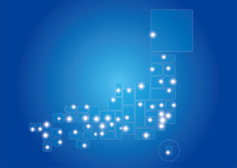 クールなイメージの日本地図（都道府県庁所在地）