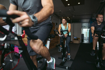 Group of people in spin class together