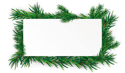 Christmas White Rectangle Green Twigs