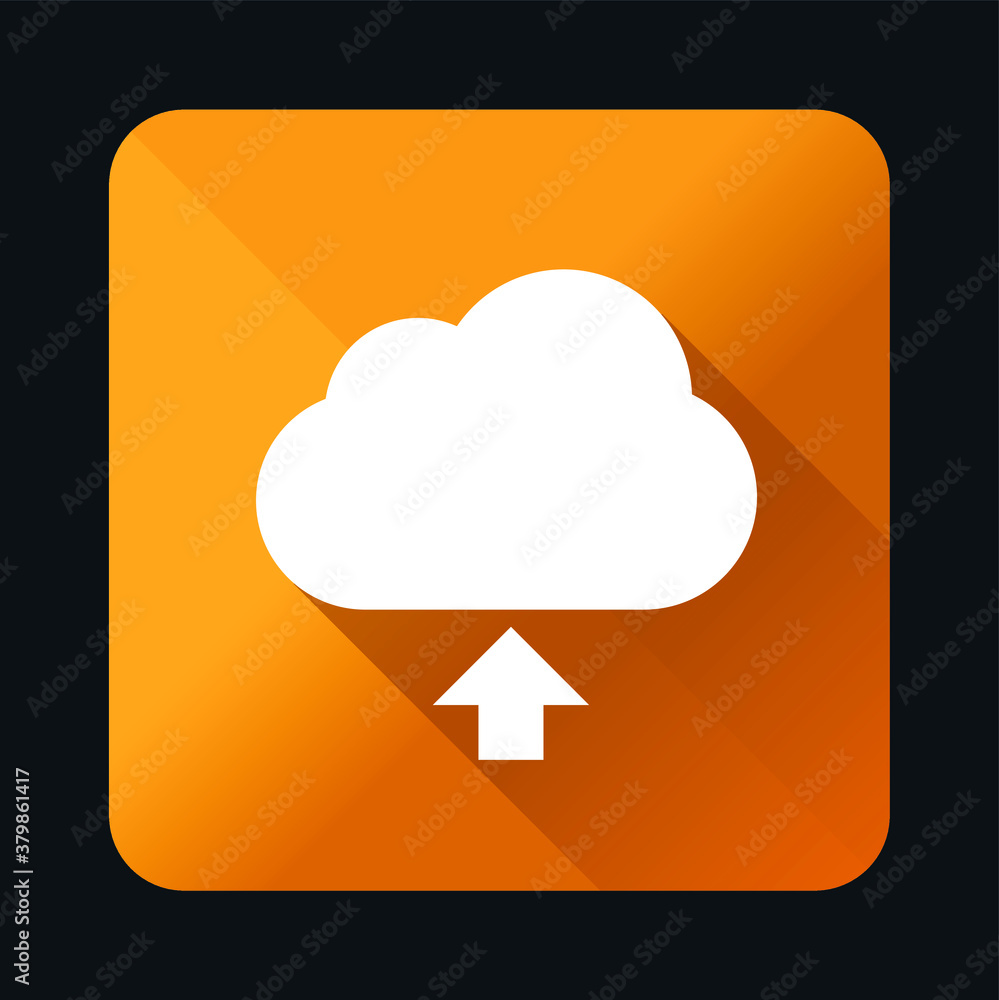 Poster flat universal white icon with shadows on realistic colorful button on black background . isolated v